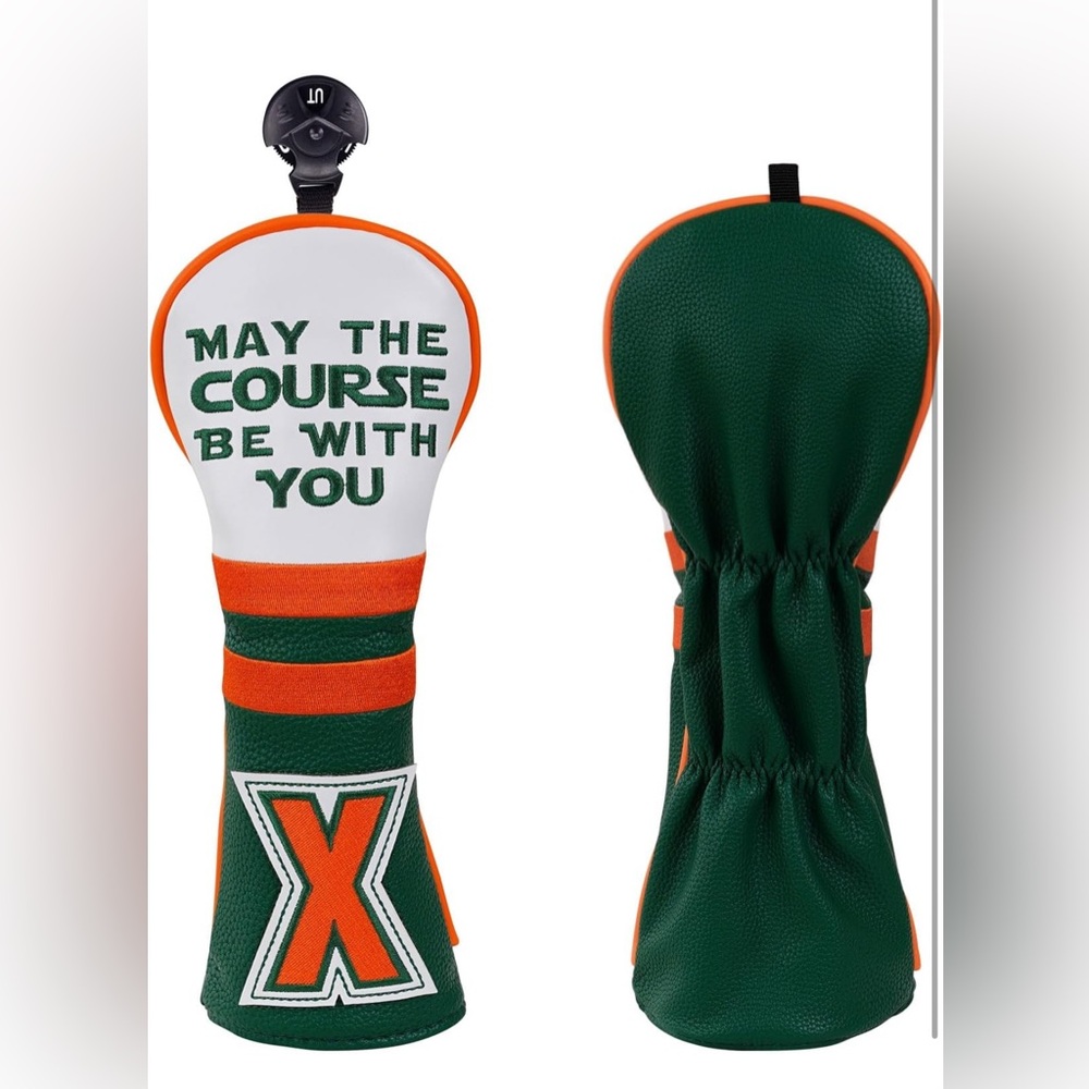 Golf Club Cover “May The Course Be With You” Premium Leather  Big Teeth New - Picture 5 of 9